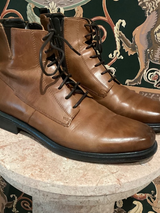 GEOX MEN’S LEATHER LACE-UP BOOT/ZIP SIDE ENTRY - BROWN - SIZE 42EU main image 5